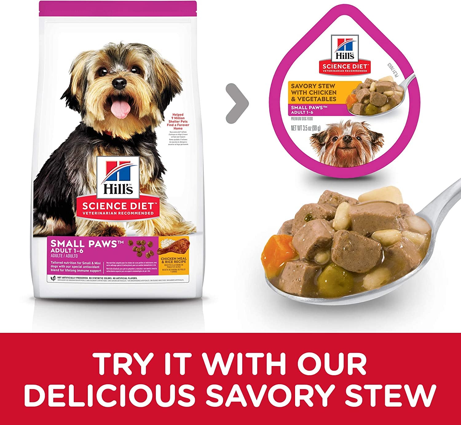 Adult Small Paws, Chicken Meal, Barley & Brown Rice Recipe, Dry Dog Food for Small & Toy Breed Dogs, 7.03Kg Bag